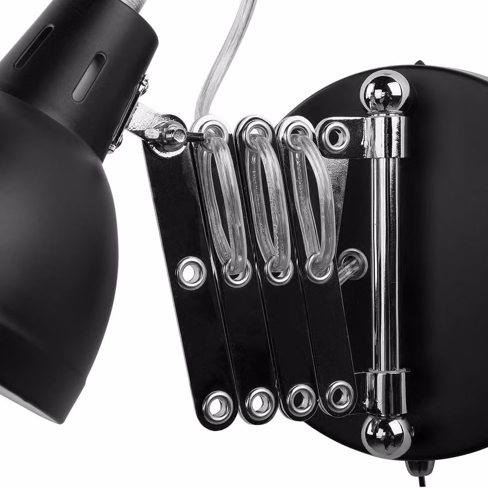 Wyld and Coco Set of 2 Black Metal Wall Lamps with Adjustable Swing Arm – 5