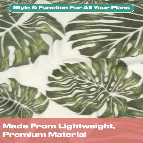 OHS Tropical Leaf Print Green Polar Fleece Throw, W/D/H: 120 x 150 cm – 3