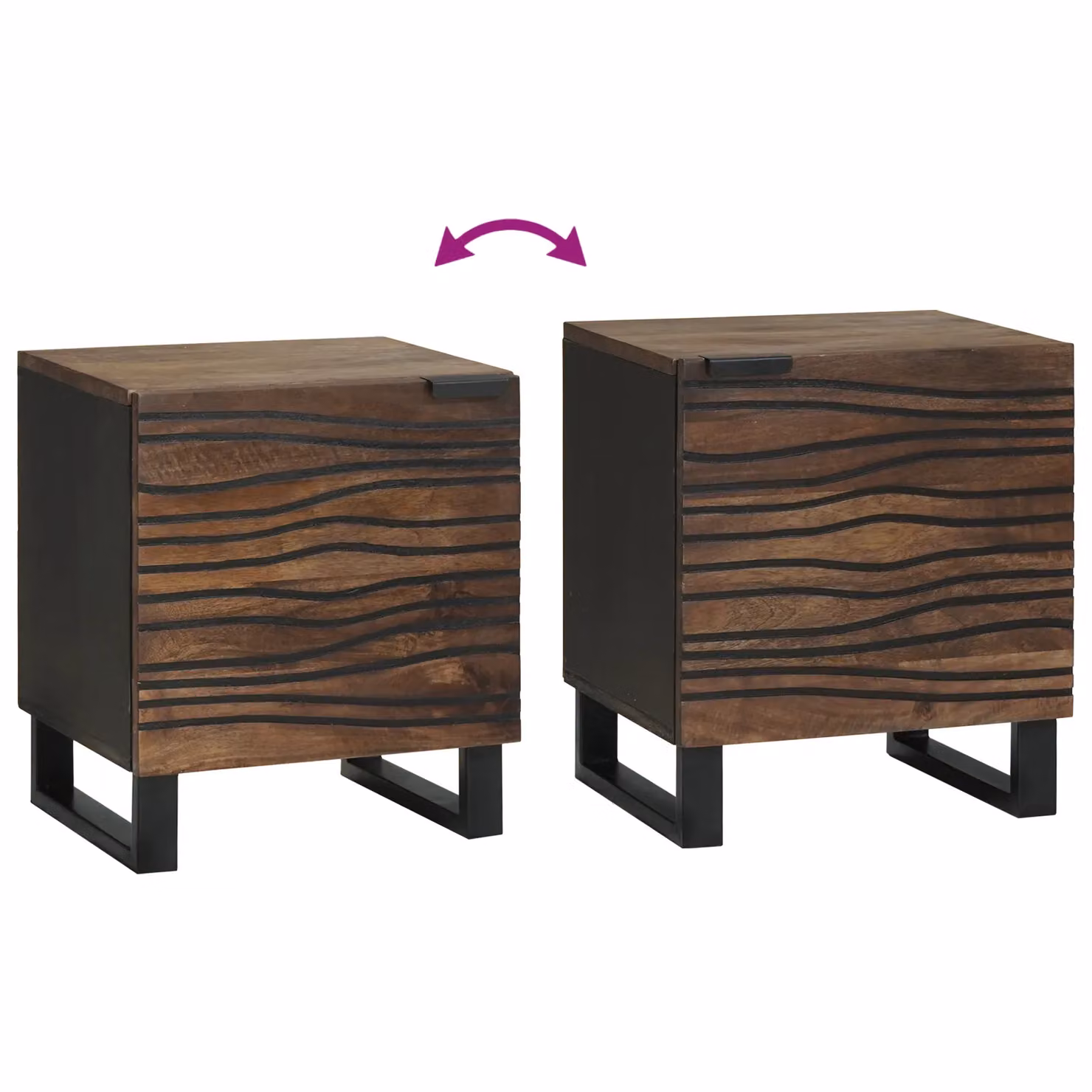 Berkfield Home Set of 2 Solid Mango Wood Bedside Cabinets in Brown, W/D/H: 40 x 33.5 x 46 cm – 7