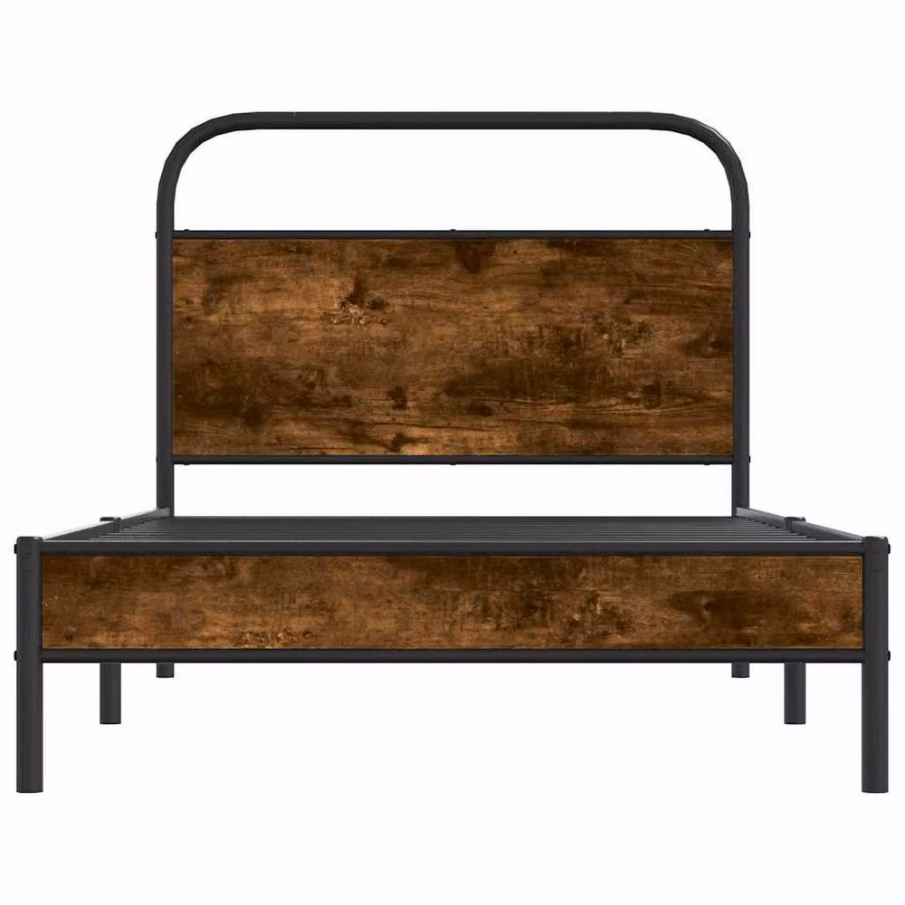 Berkfield Home Elegant Bed Frame in Smoked Oak and Brown, W/D/H: 100 x 200 cm – 4