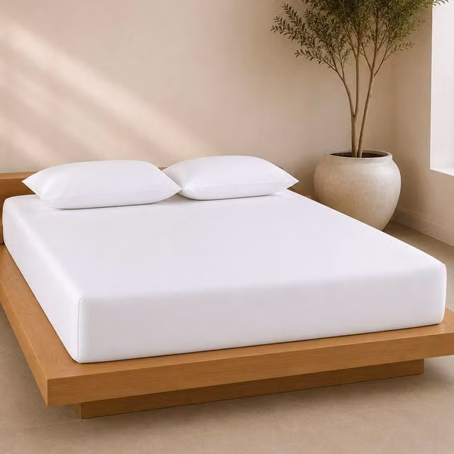 Pamposh 800TC Egyptian Cotton Mako Sateen King Fitted Sheet, White, Pocket Depth: 35 cm, W/D/H: 180 x 200 cm – 1