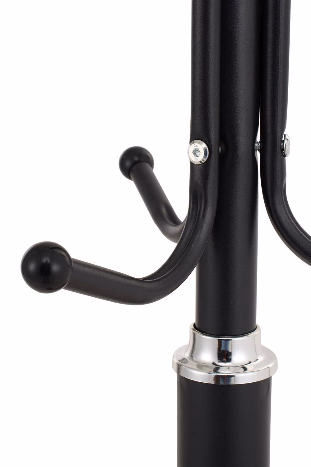 Living and Home Modern Matt Black Metal and Stone Freestanding Post Tree Coat Rack, H 174.5 cm x W 30.0 cm x D 12.0 cm – 6