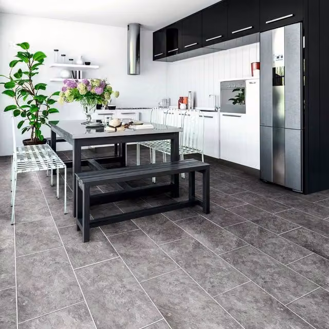 Luvanto Design Stone Effect Glue Down Luxury Vinyl Tile 2.5mm in Metallic Silver – 1