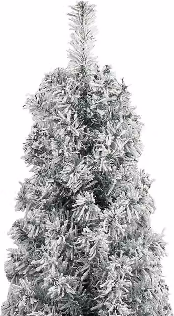 Berkfield Home Slim Flocked Snow Christmas Tree with Stand, White and Green, Height: 300 cm