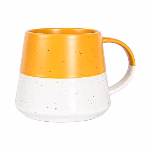 Nicola Spring Ceramic Dipped Flecked Stoneware Coffee Mug, 370ml, Pink and Yellow – 1