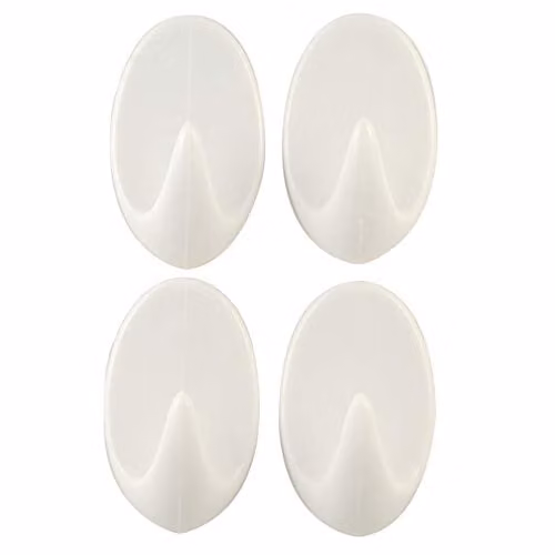 Chef Aid White Self Adhesive Plastic Wall Hook Set, 4 Piece Set – 1