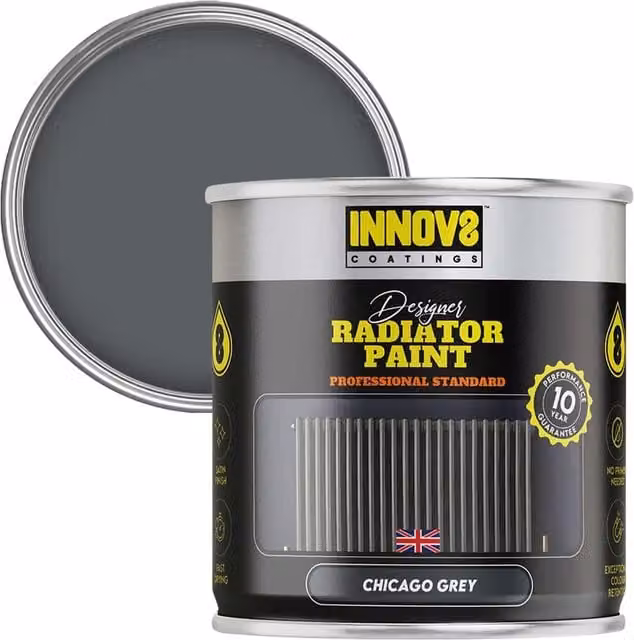 Innov8 Coatings Designer Radiator Paint in Grey, 0.75 l, Satin Gloss Finish
