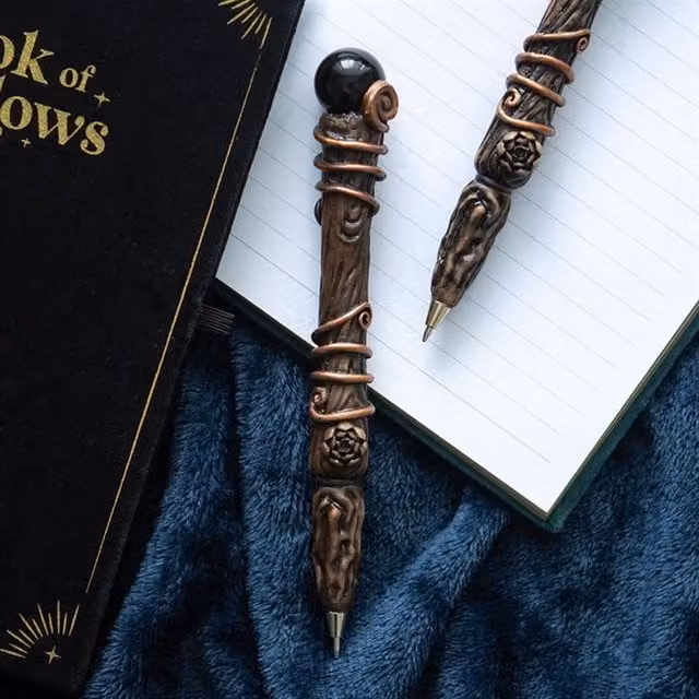 KDMK Obsidian Wand Pen in Black and Brown with Black Ink