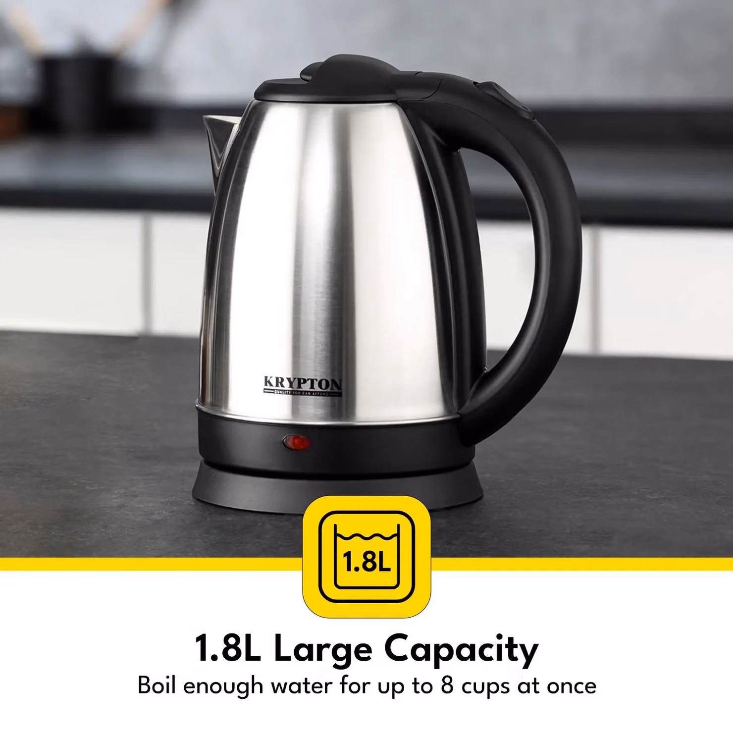Krypton 1.8L Cordless Stainless Steel Jug Kettle in Silver – 4