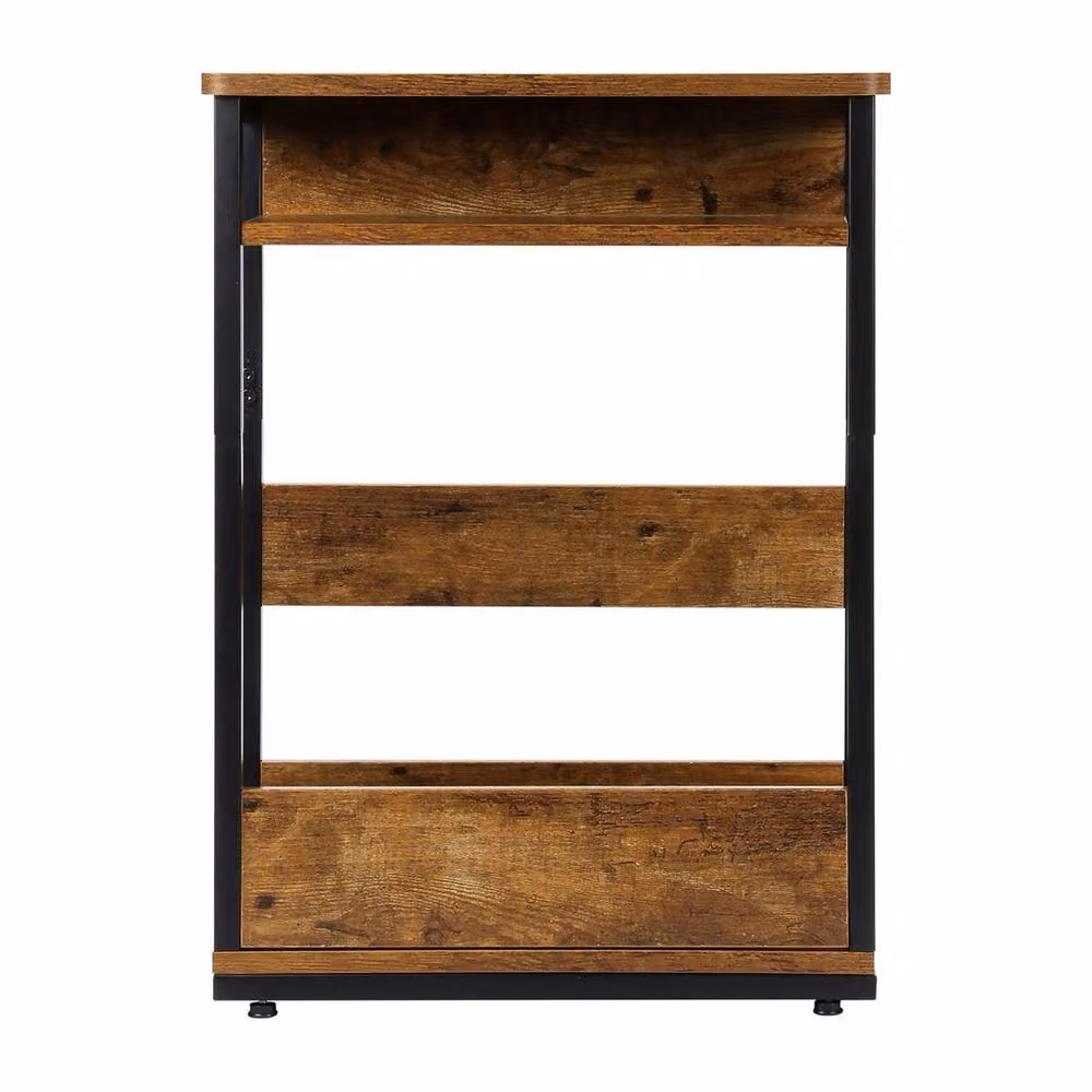 NESTLUNE Brown 3 Tier Narrow Side Table with Storage Shelf – 2