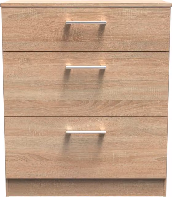 Ready Assembled 2 U Cornwall 3 Drawer Deep Chest in Light Oak – 1