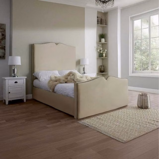 Desire Deco Christie Modern Upholstered Velvet Bed Frame in Yellow