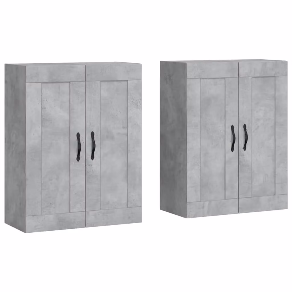 Berkfield Home Set of 2 Wall Mounted Cabinets in Concrete Grey Matt Engineered Wood