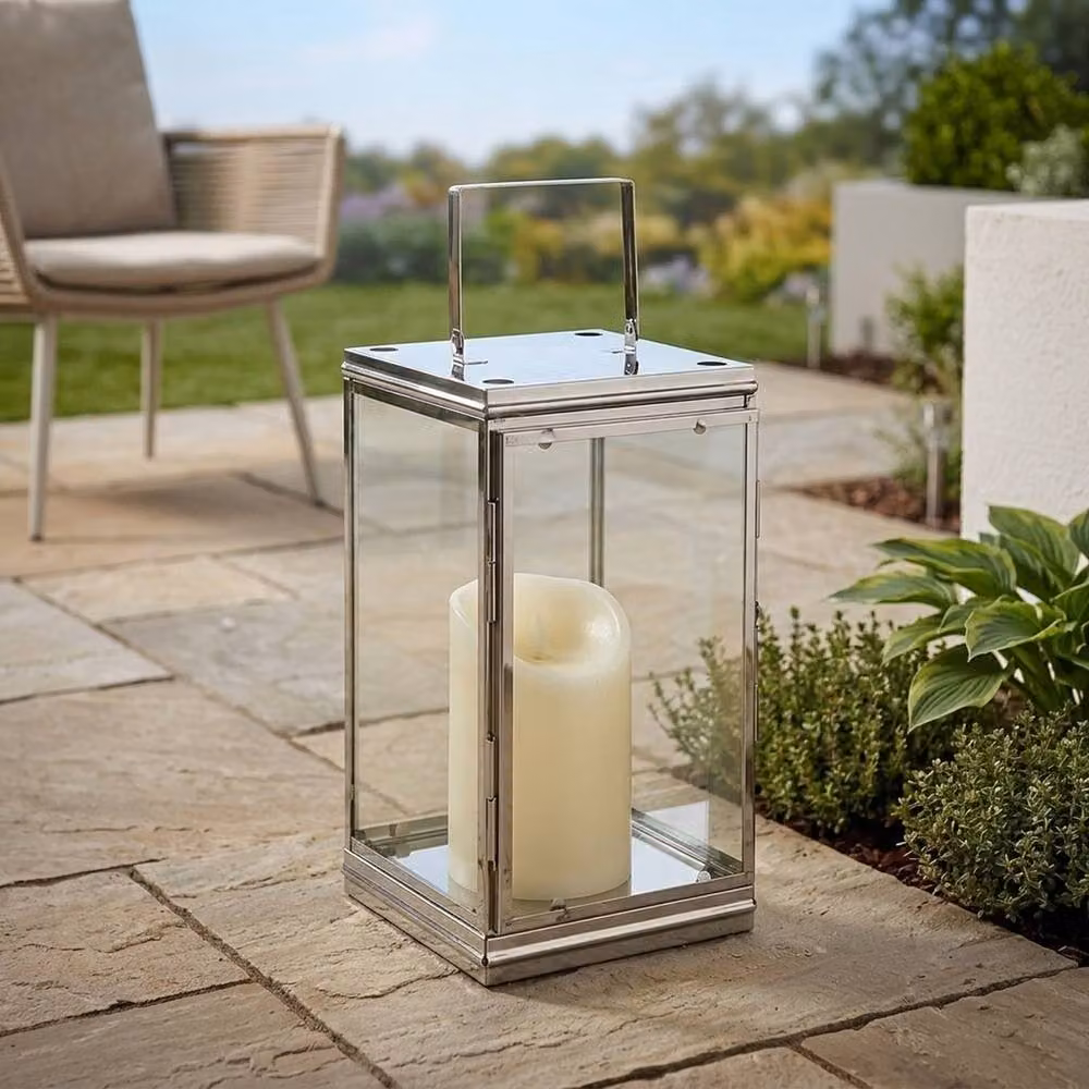 Garden Greatness Phoenix Contemporary Stainless Steel Lantern in Silver – 2