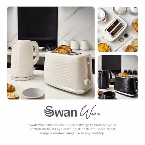 Swan Wave 2-Slice Toaster in Cream with Cable Storage – 4
