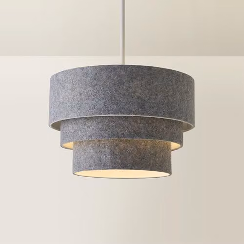MiniSun Round Modern 3 Tier Grey Felt Fabric Ceiling Pendant Lamp Light Shade, Shade Width: 30 cm