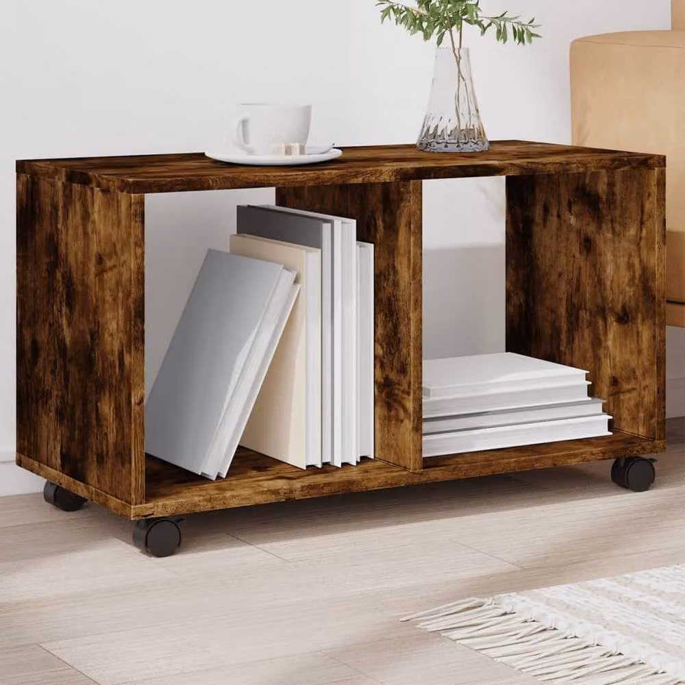 Berkfield Home vidaXL Rolling Cabinet in Smoked Oak Brown, W/D/H: 72 x 33 x 42.5 cm – 2