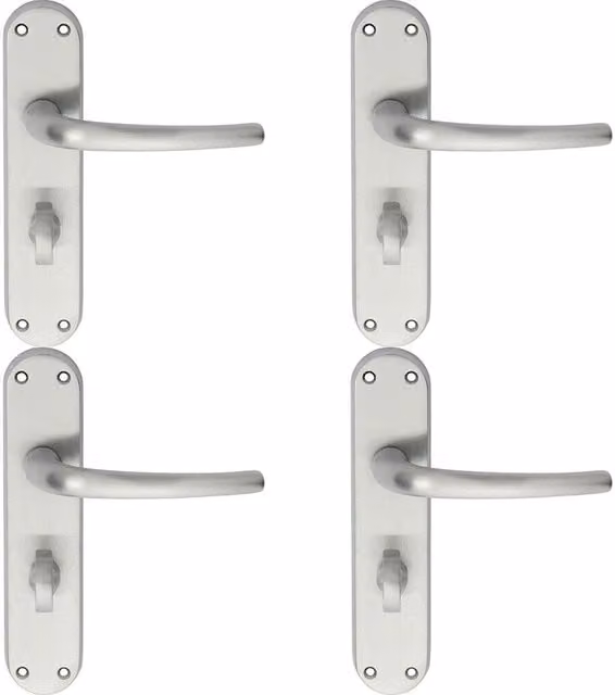 Loops 4 Pair Slim Round Bar Lever Bathroom Handles with Shaped Backplate, Chrome, W: 18.5 cm x H: 4 cm