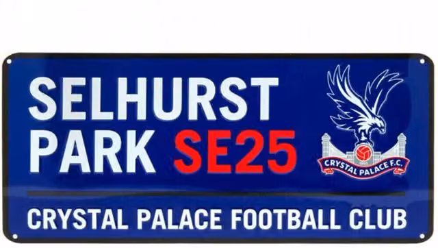Crystal Palace FC Rectangular Metal Wall Plaque in Blue