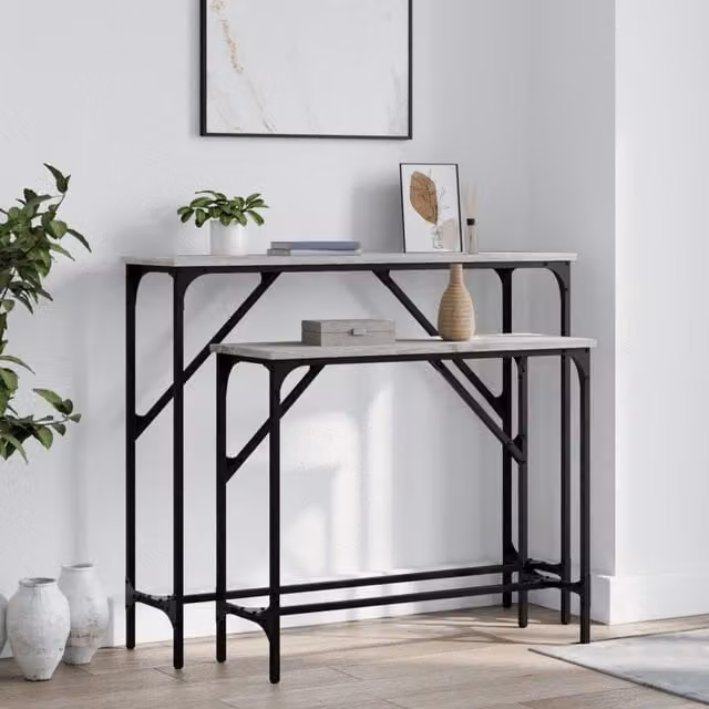 Berkfield Home Set of 2 Grey Sonoma Industrial Style Console Tables – 1