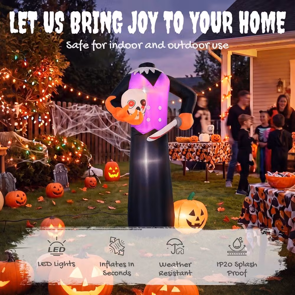 OUTSUNNY 6 ft Halloween Inflatable Headless Skeleton in Purple – 3