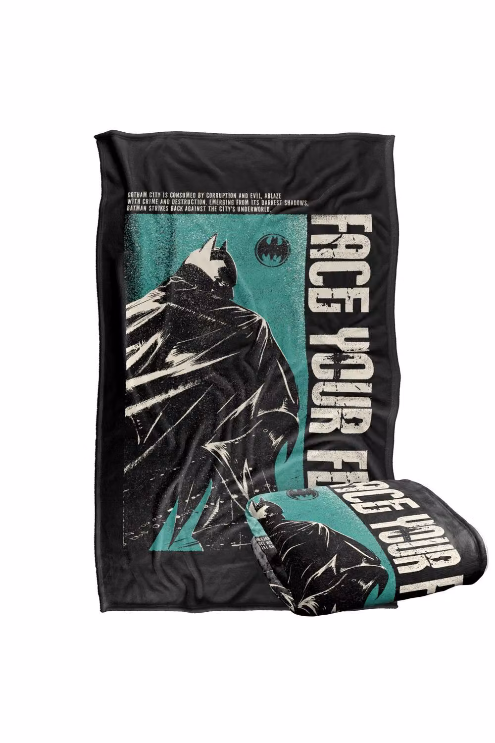 LOGOVISION Batman Face Your Fear Super Soft Silky Touch Fleece Throw Blanket, Multicolour, W: 152 cm, D: 127 cm – 7