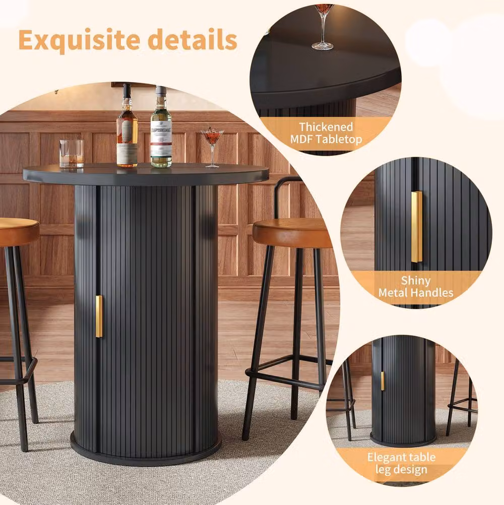 STILVORA Black Bar Table with Storage, W/D/H: 91.6 x 60.0 x 42.12 cm – 4
