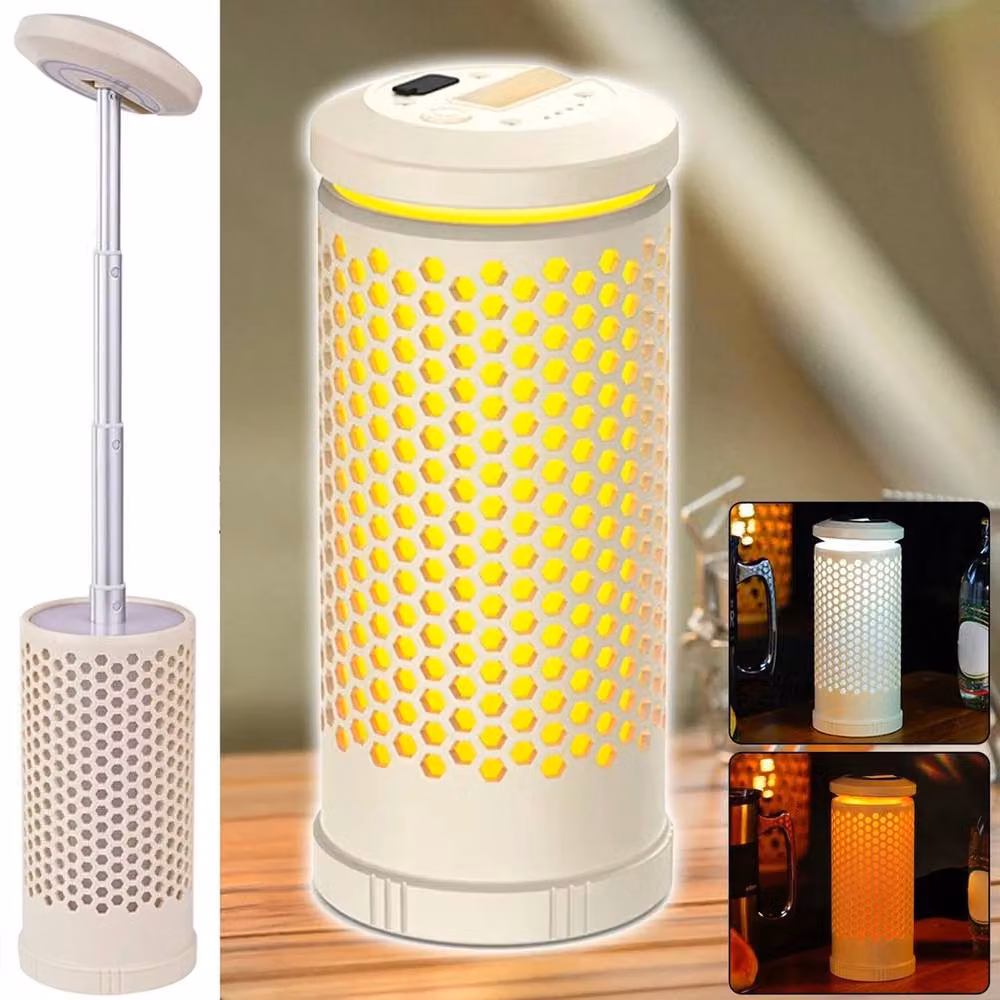 VOGREX Dimmable Telescopic Camping Lantern in Beige, Height Adjustable Rechargeable Table Lamp – 2
