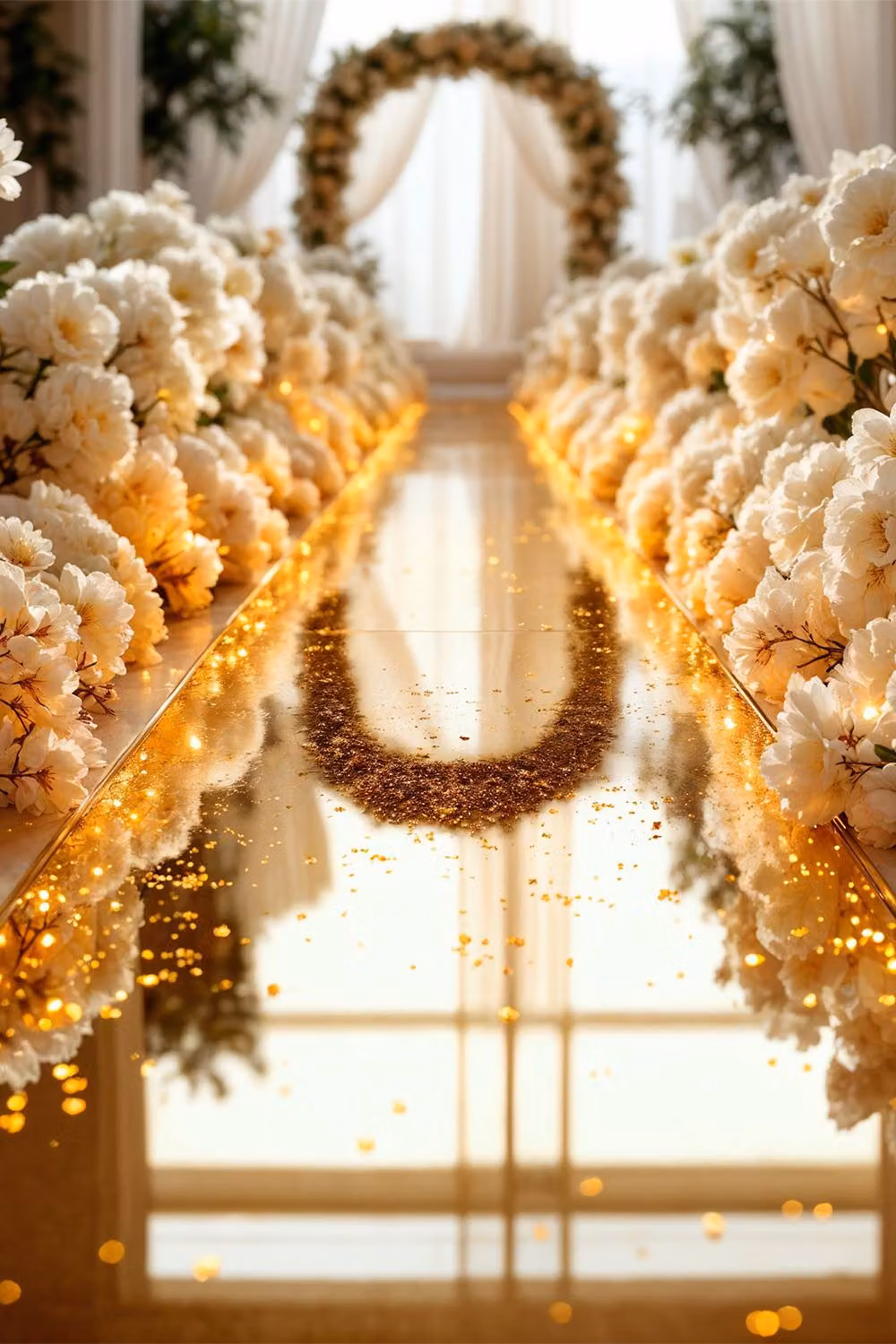 Neel Blue Event Mirror Carpet Aisle Runner Walkway in Gold, W: 120 cm, L: 10 m – 4