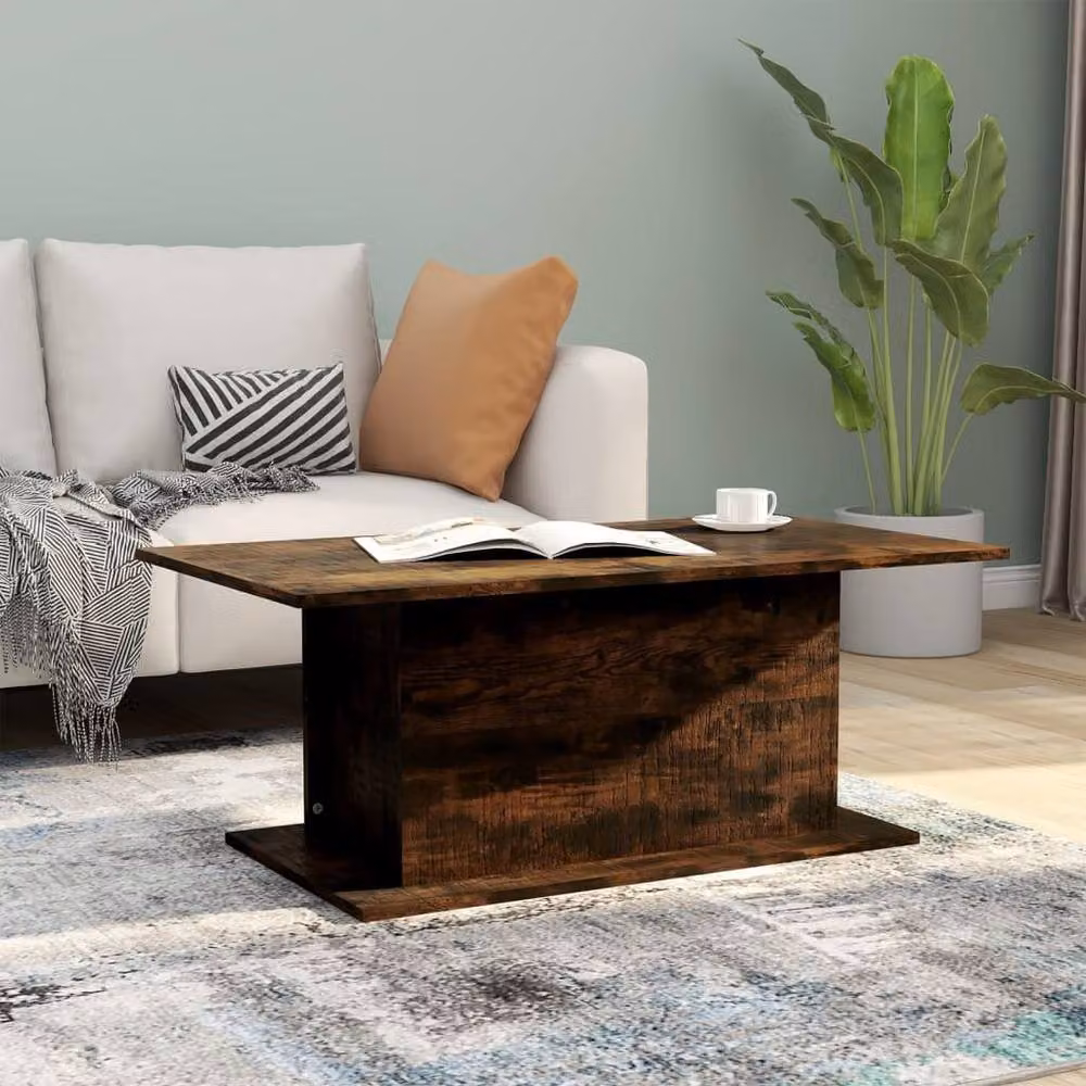 Berkfield Home Smoked Oak Coffee Table in Brown, W/D/H: 102 x 55.5 x 40 cm – 2