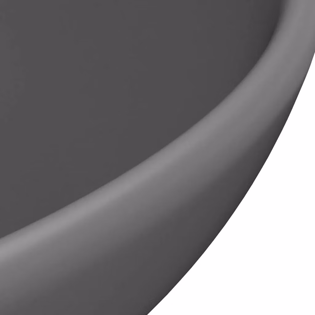 Berkfield Home Round Ceramic Bathroom Basin in Matt Dark Grey, W: 32.5 cm, H: 14 cm – 5