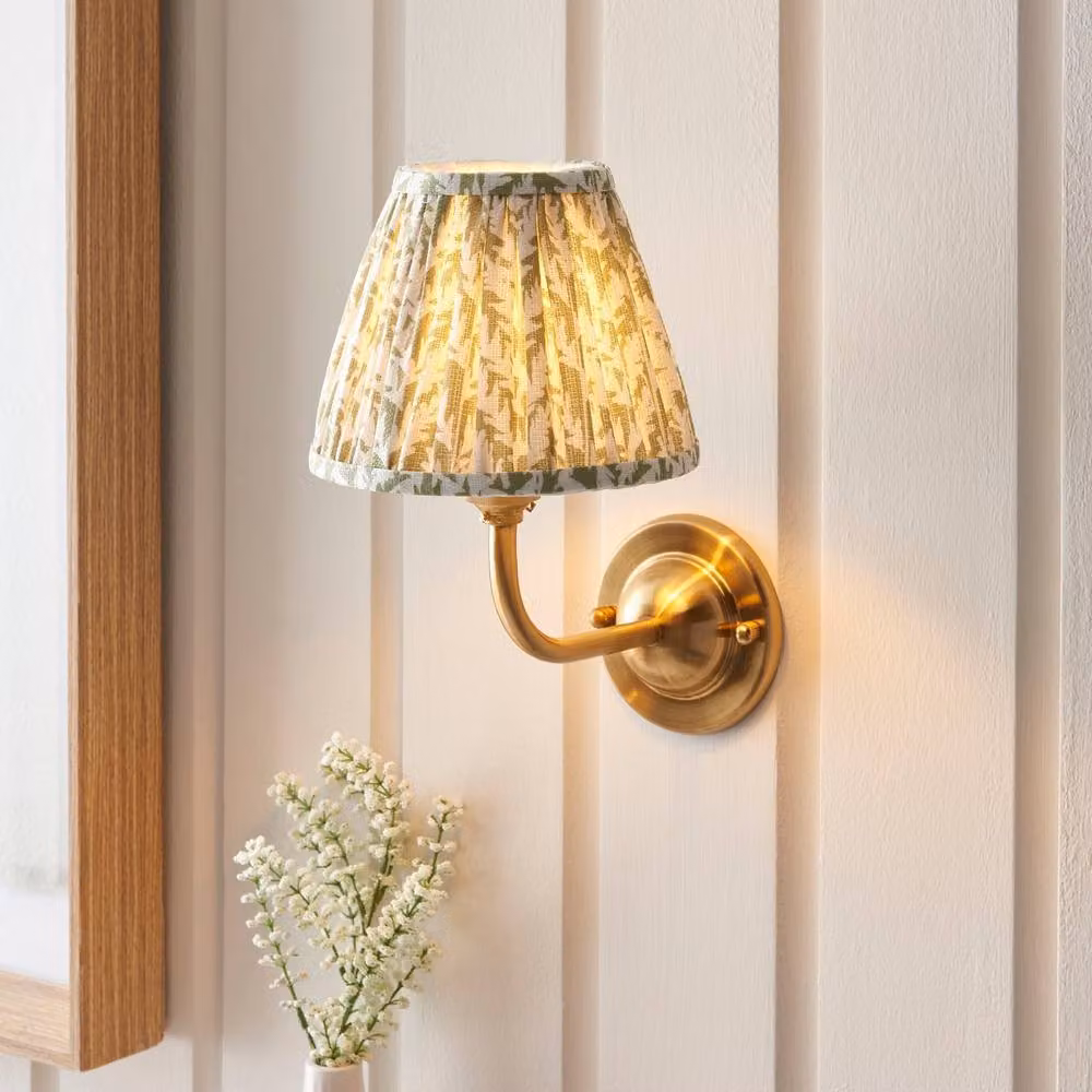 Netlighting Dome Arc Wall Light in Green Fabric with Gold/Brass Metal Details, 16 cm, B22 – 2