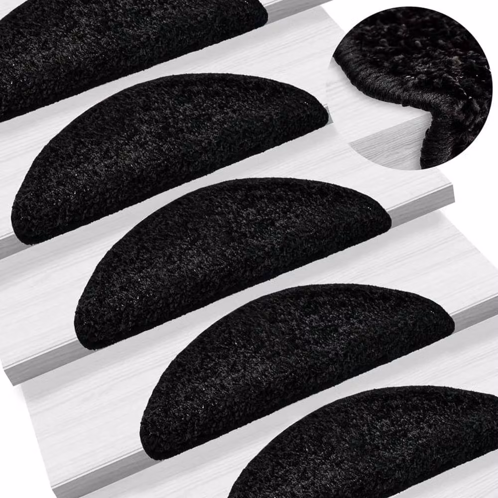 Berkfield Home Self-Adhesive Stair Mats, 10 Pack, Black, W: 56 cm, D: 17 cm, H: 3 cm – 2