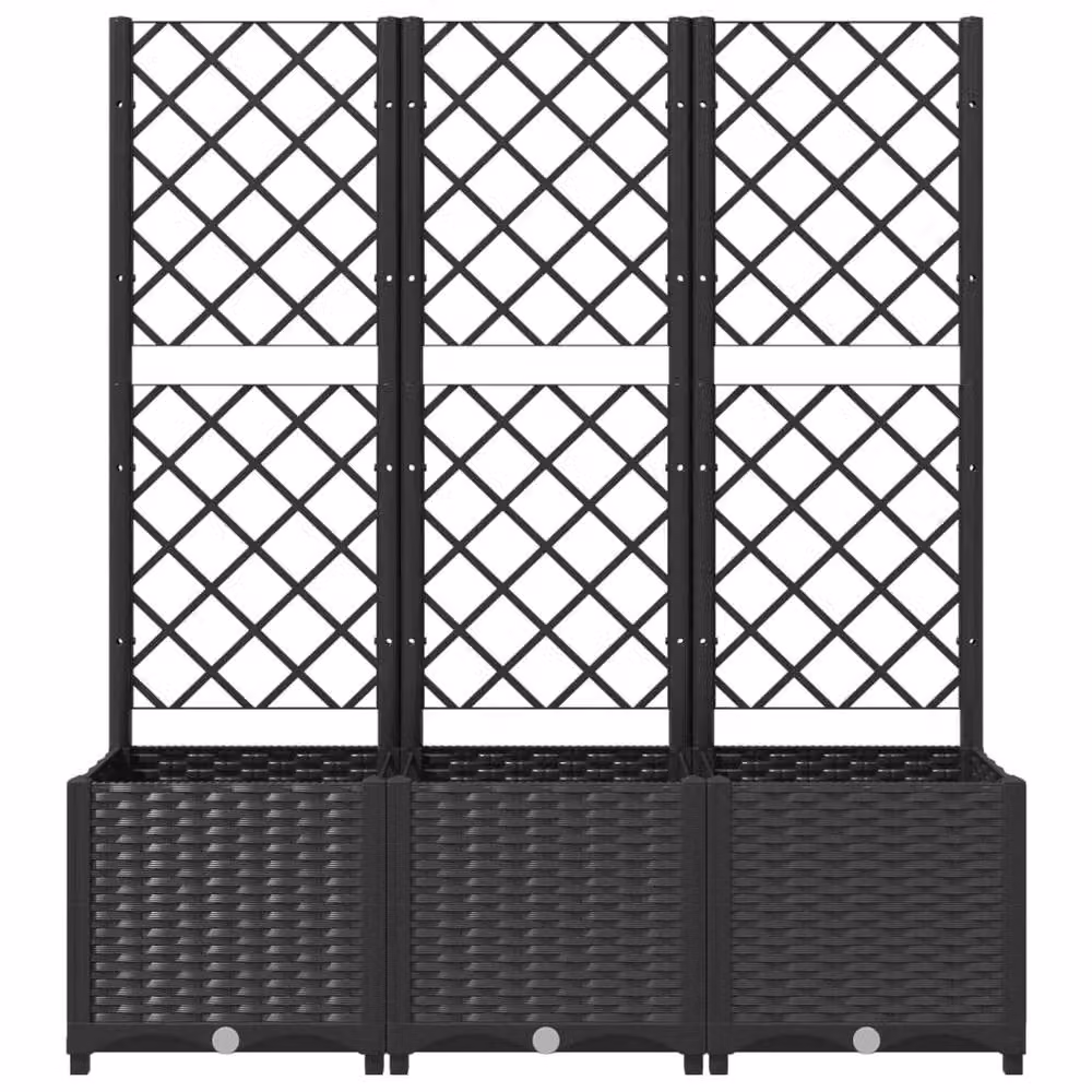 Berkfield Home Garden Planter with Trellis in Black, W/D/H: 120 x 40 x 136 cm – 4