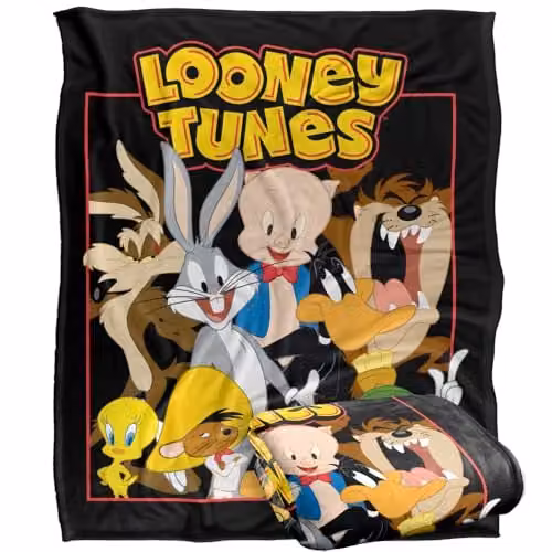 LOGOVISION Looney Tunes Group Super Soft Silky Touch Fleece Throw Blanket, Multicolour, W: 127.0 cm, H: 152.4 cm – 1
