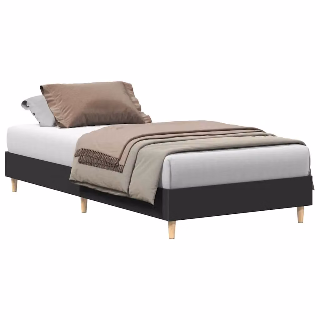 Berkfield Home Single Bed Frame in Black, Engineered Wood, W/D/H: 90 x 190 cm – 2