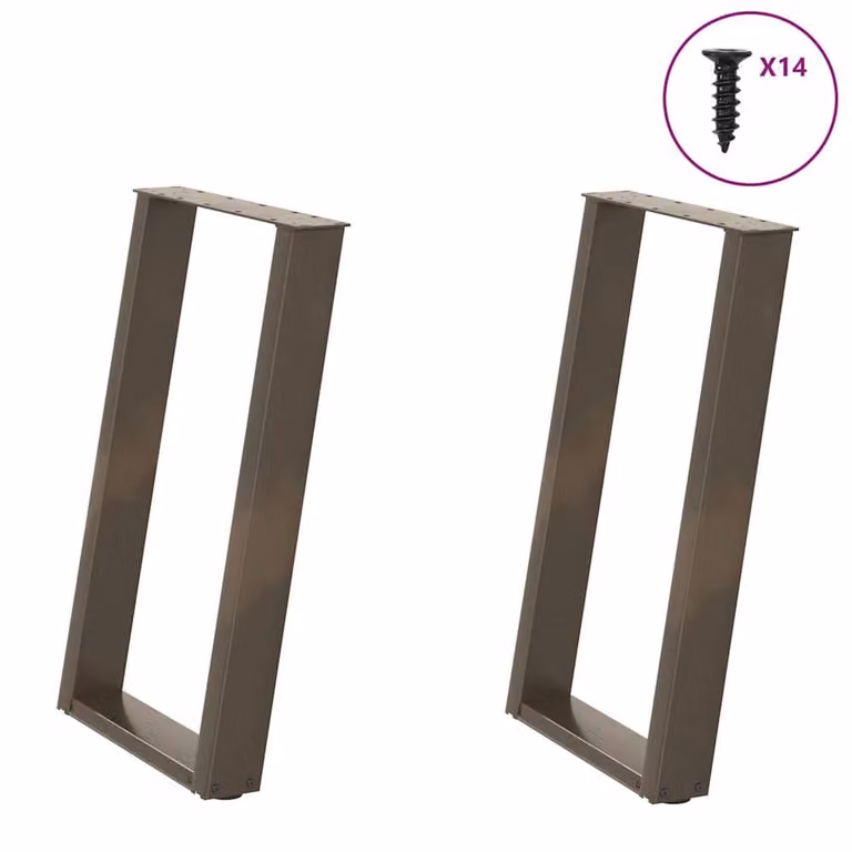 Berkfield Home Modern vidXL U-Shaped Dining Table Legs, 2 Pieces, Brown Steel