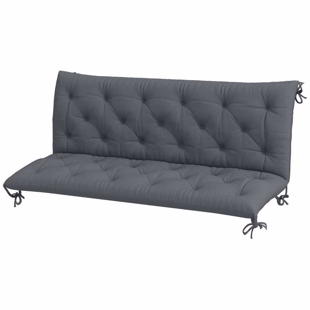 VOGREX 3 Seater Garden Bench Cushion with Ties, Dark Grey – 4