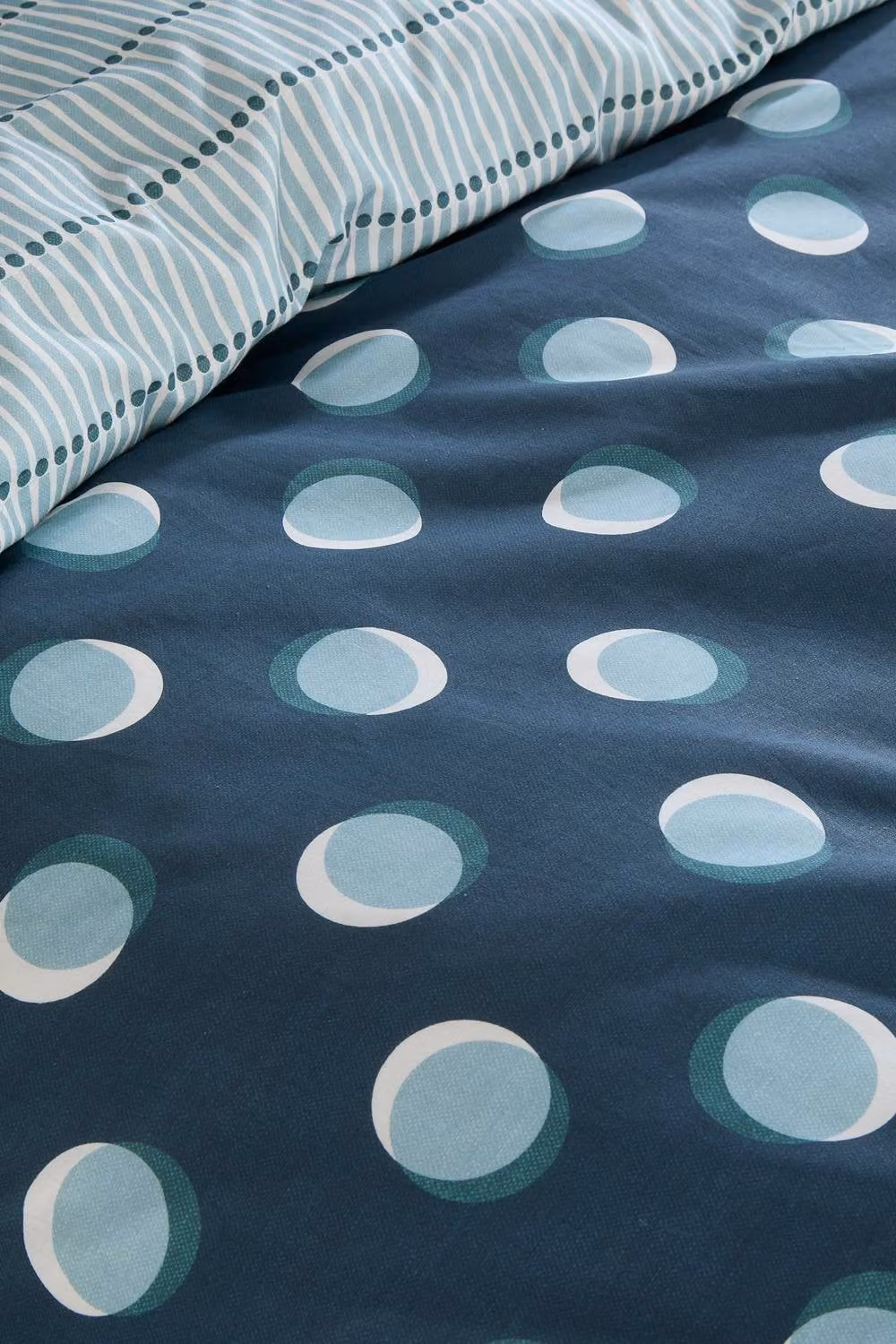 Fusion Polka Spot Reversible All Over Spot Print Duvet Cover Set in Blue, W: 180 cm, H: 200 cm – 3