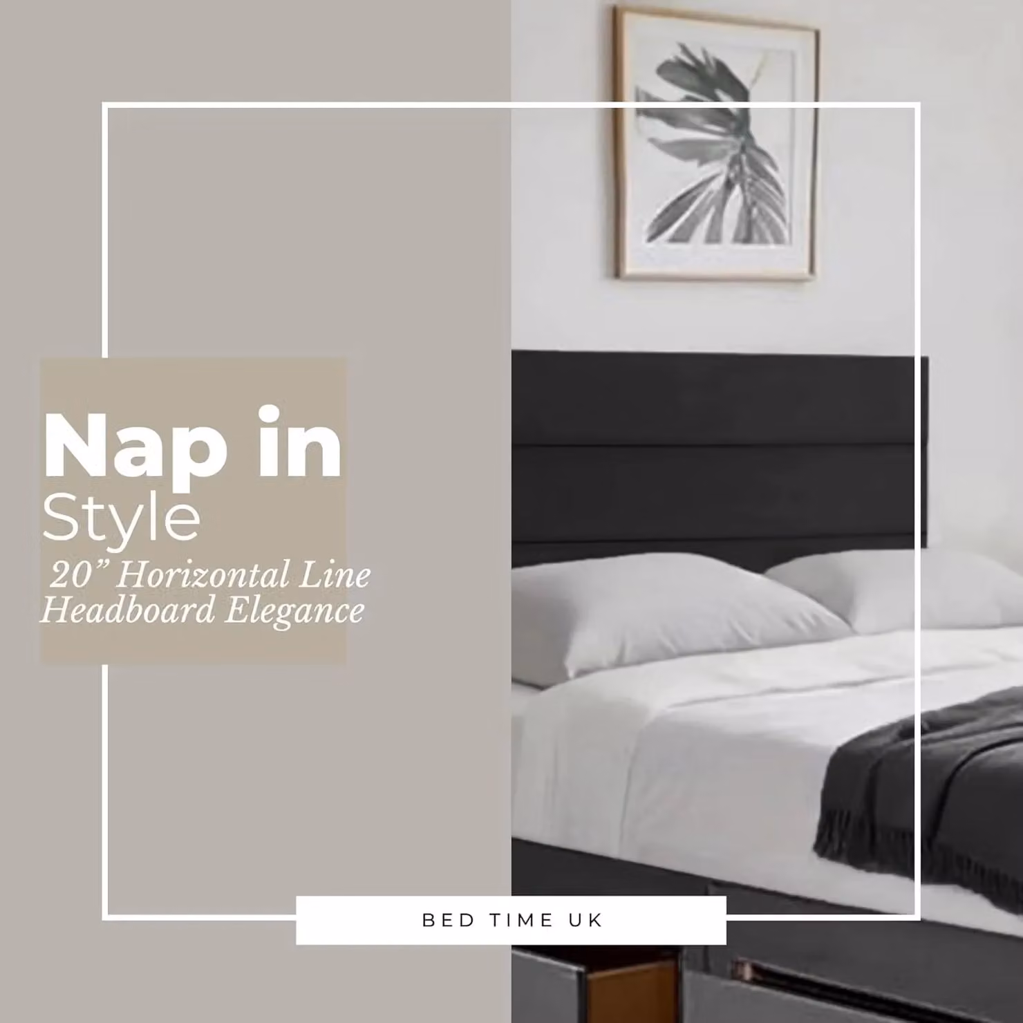 Bed Time UK Cosy Plush Divan Bed with Hybrid Mattress, Drawers and 20 inch Headboard in Black, W/D/H: 90 x 190 x 50.8 cm – 2