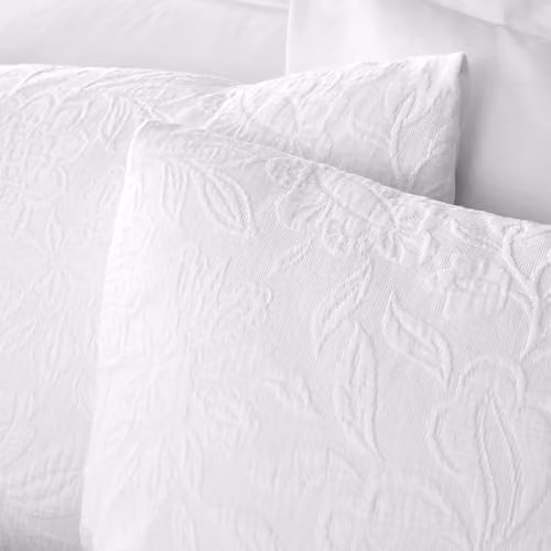 Bianca Fleur Matelassé Jacquard 200 Thread Count Cotton Double Duvet Cover Set with Pillowcases, White, Duvet Cover: 200 x 200 cm, Pillowcases: 50 x 75 cm – 2