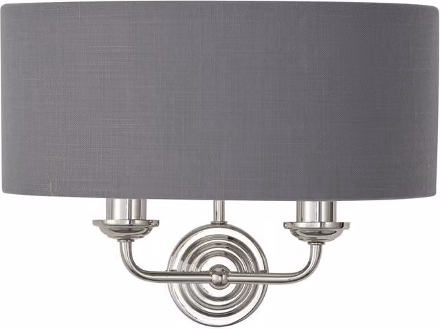 Loops Dimmable Wall Light in Silver Metal and Grey Fabric