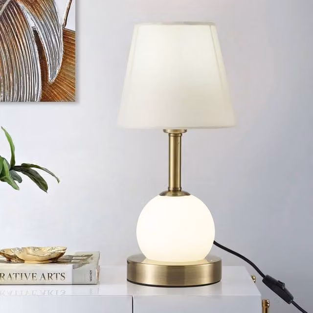 NIVOR Modern LED Table Lamp in White and Gold with Bulb Included, Height: 32 cm – 1