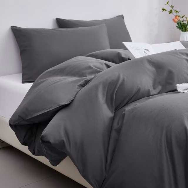Ezysleep Plain Grey Egyptian Cotton 400 Thread Count Duvet Cover Set, 230 cm