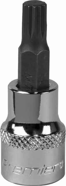 Loops M7 Forged Spline Socket Bit 3/8" Square Drive Stainless Steel Silver and Multicolour