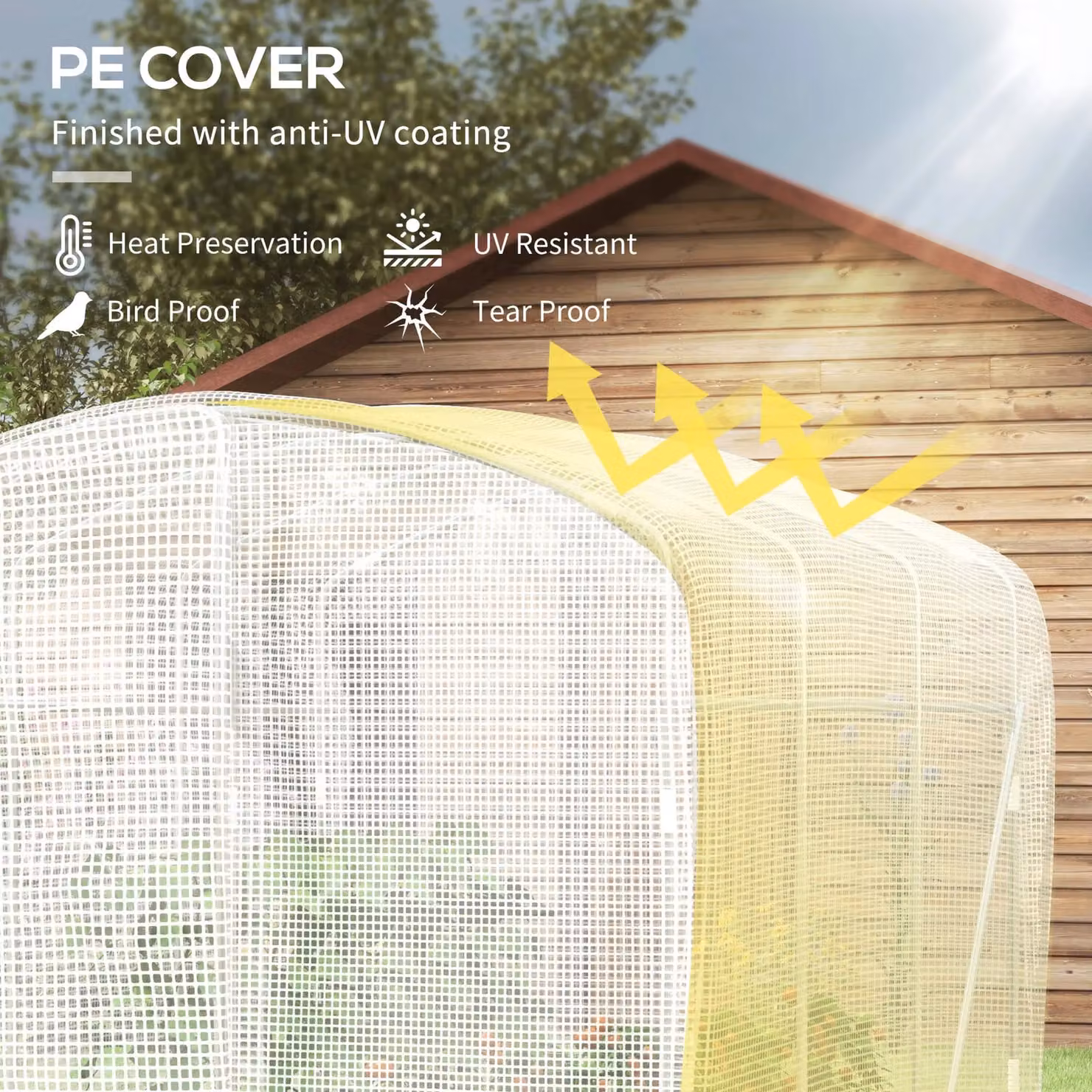 OUTSUNNY White Polytunnel Greenhouse with PE Cover and Hinged Door, W/D/H: 300 x 200 x 200 cm – 3