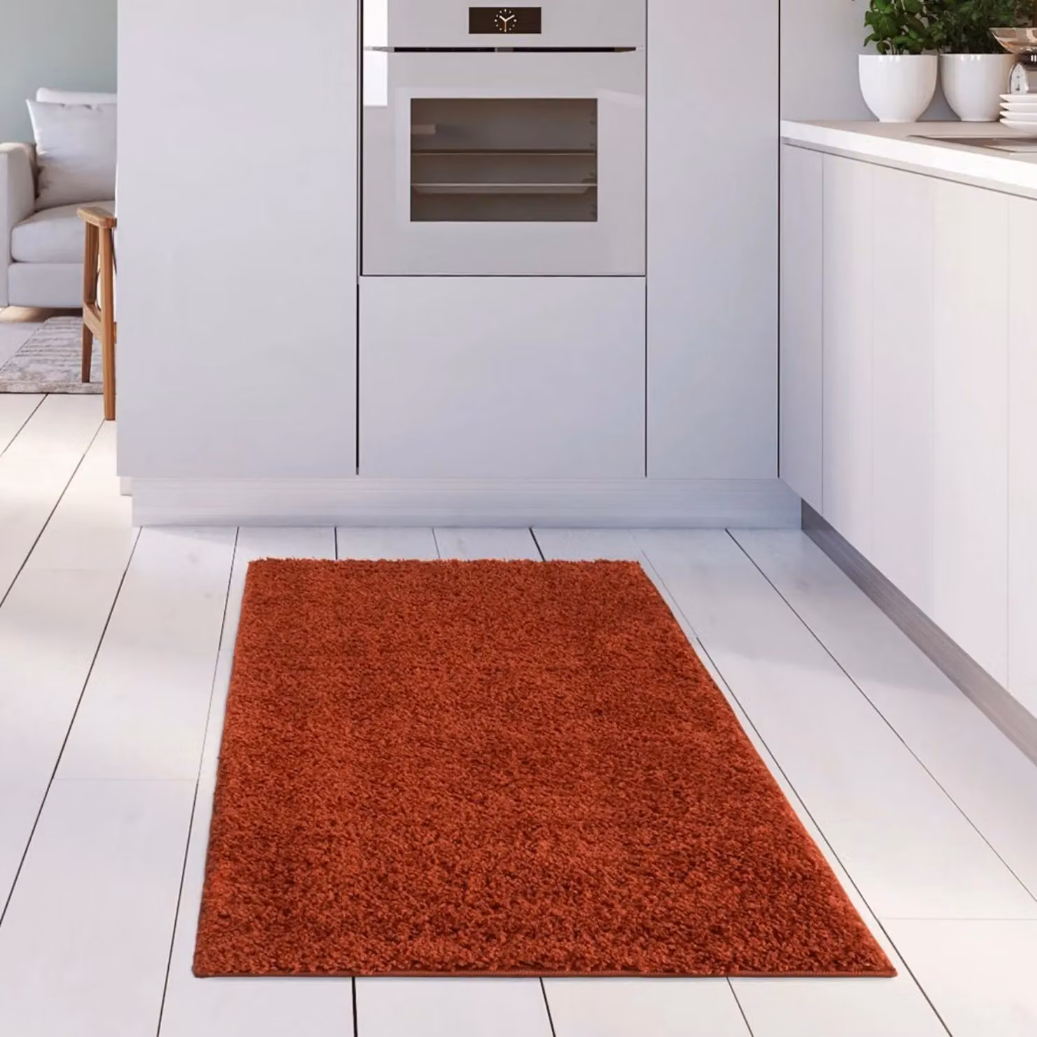 THE RUGS Terra Plain Soft High Pile Shaggy Rug, Terracotta, W: 120 cm, D: 170 cm – 4