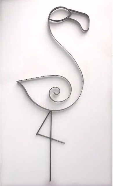Poppyforge Flamingo Garden Art in Black Steel, W: 45.7 cm, H: 121.9 cm