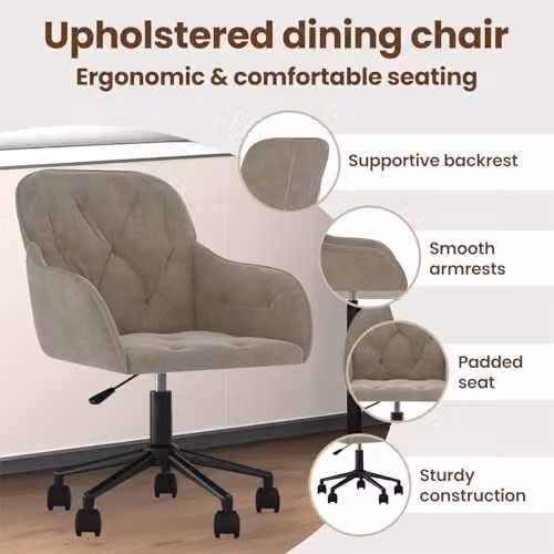 vidaXL Set of 2 Modern Swivel Dining Chairs in Light Grey Velvet, W/D/H: 55 x 59.5 x 77 cm – 4