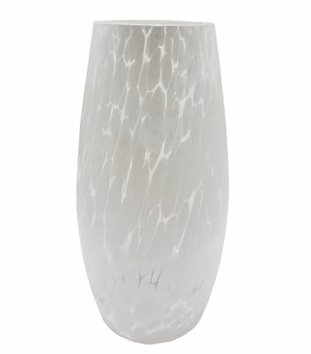 Simpa Modern Round Molten Glass Tabletop Flower Vase in White and Blue, H: 25 cm – 1